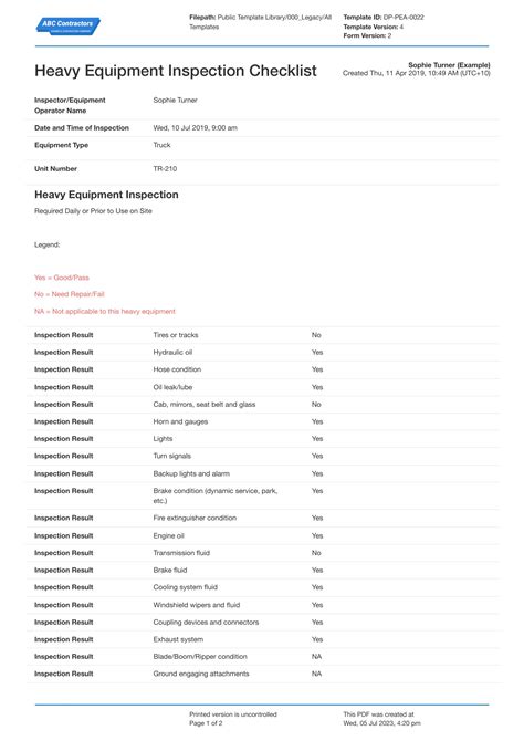 osha heavy equipment inspection requirements